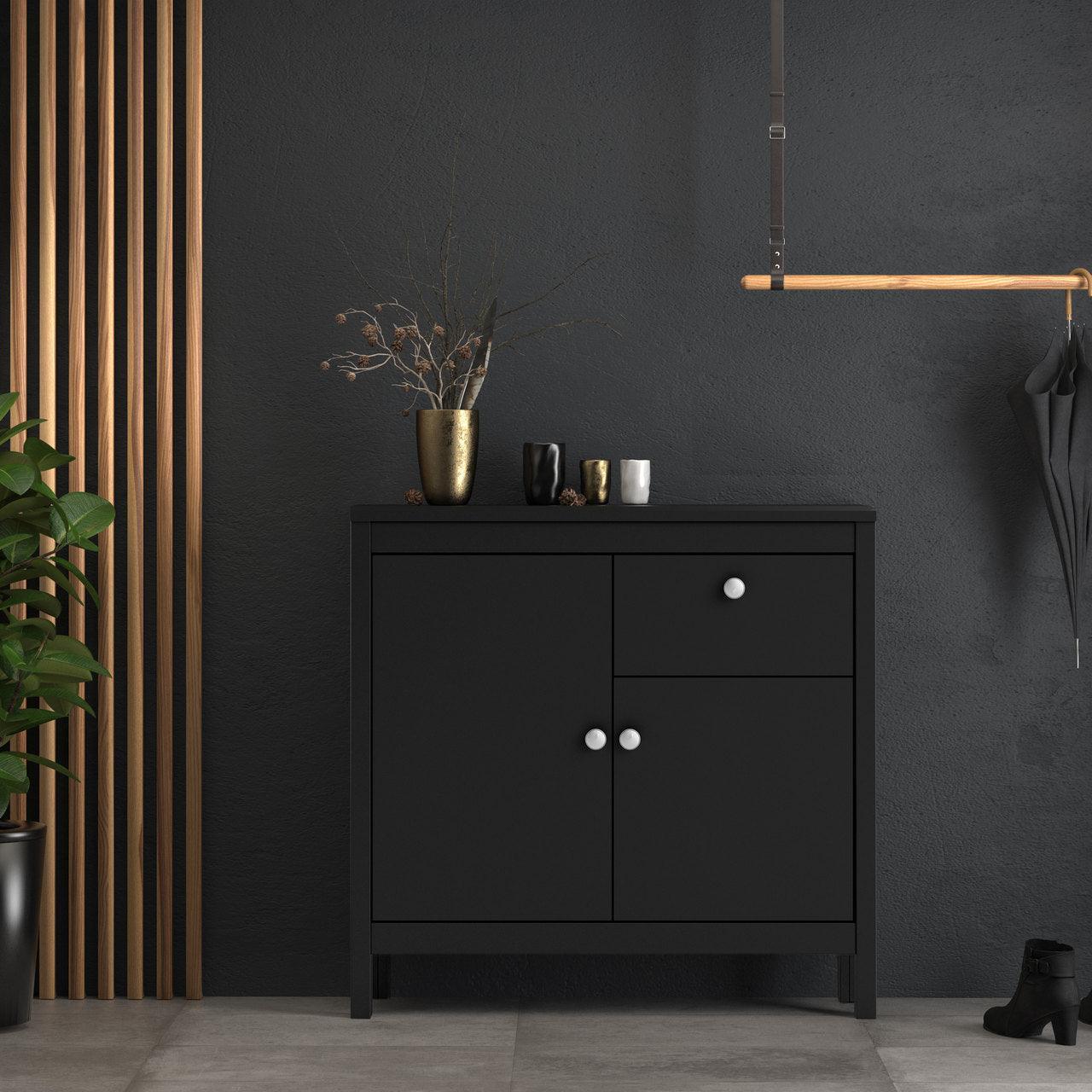 Madrid Sideboard 2 Doors + 1 Drawer in Matt Black