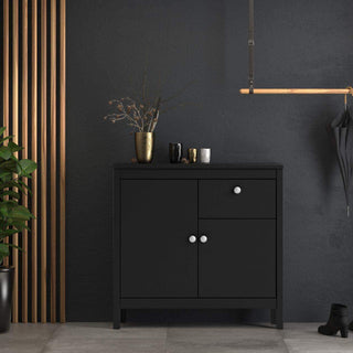 Madrid Sideboard 2 Doors + 1 Drawer in Matt Black - Msofas LTD