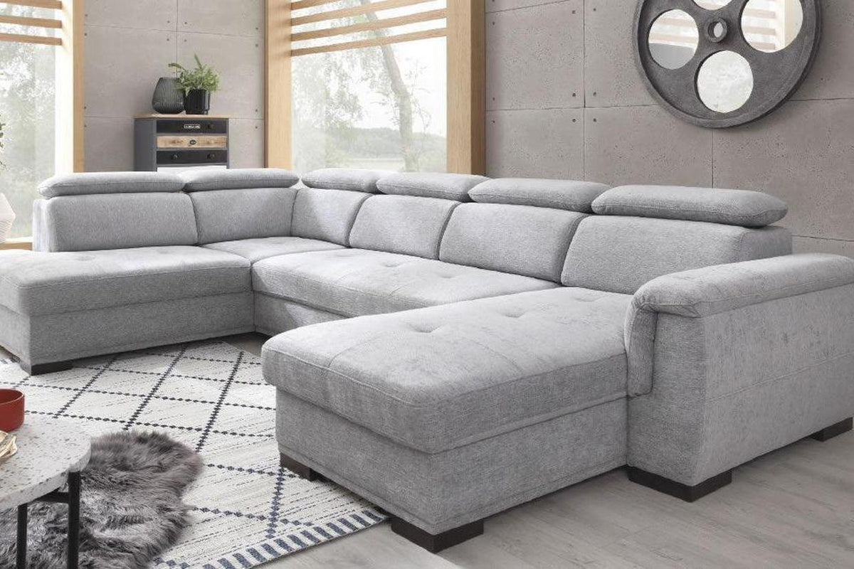 Umbria I U Shape Corner Sofa Bed In Monolith 04