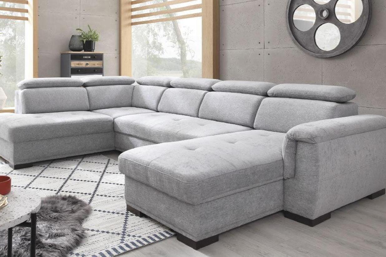 Umbria I U Shape Corner Sofa Bed In Monolith 04