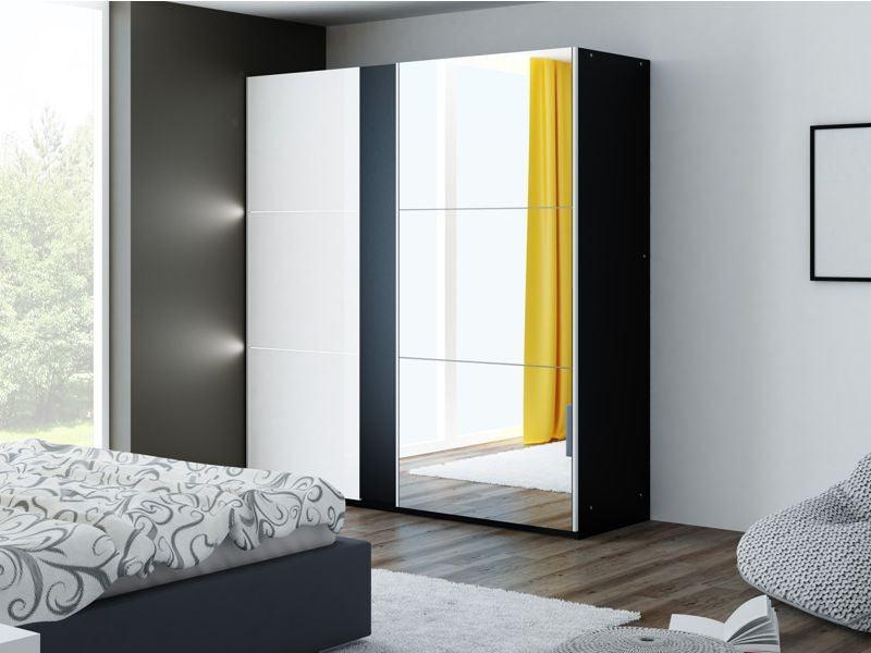 Tunis 200 Black Wardrobe with Mirror