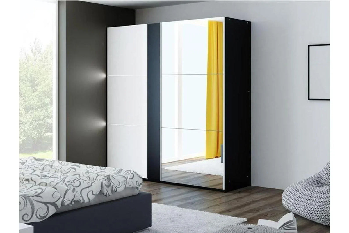 Tunis 200 Black Wardrobe With Mirror
