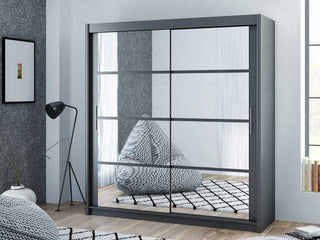 Dakota 203 Graphite Wardrobe with Mirror - Msofas LTD