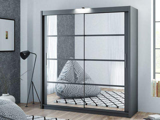 Dakota 160 Graphite Wardrobe with Mirror - Msofas LTD