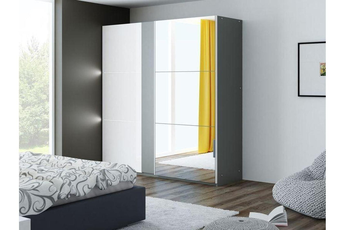 Tunis 200 Graphite Sliding Wardrobe With Mirror