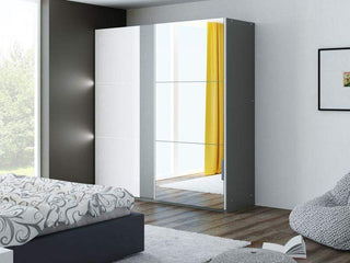 Tunis 200 Graphite Wardrobe with Mirror - Msofas LTD