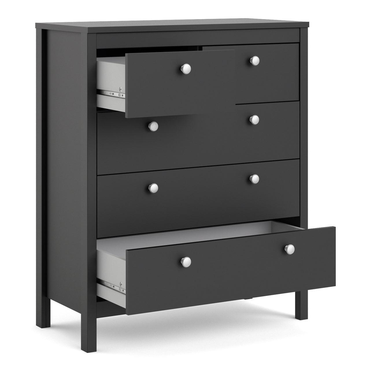 Madrid Chest 3+2 Drawers in Matt Black