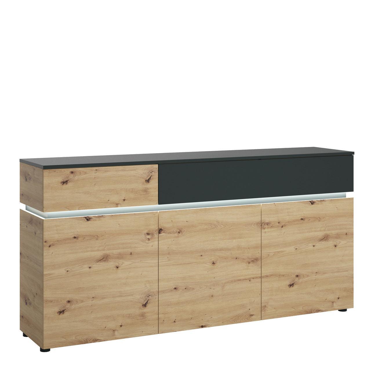 Luci 3 Door 2 Drawer Sideboard in Platinum and Oak