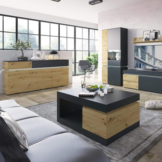 Luci 3 Door 2 Drawer Sideboard in Platinum and Oak - Msofas LTD