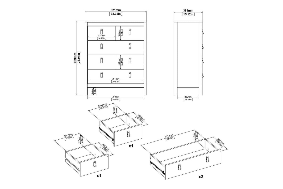 Madrid Chest 3+2 Drawers In Matt Black