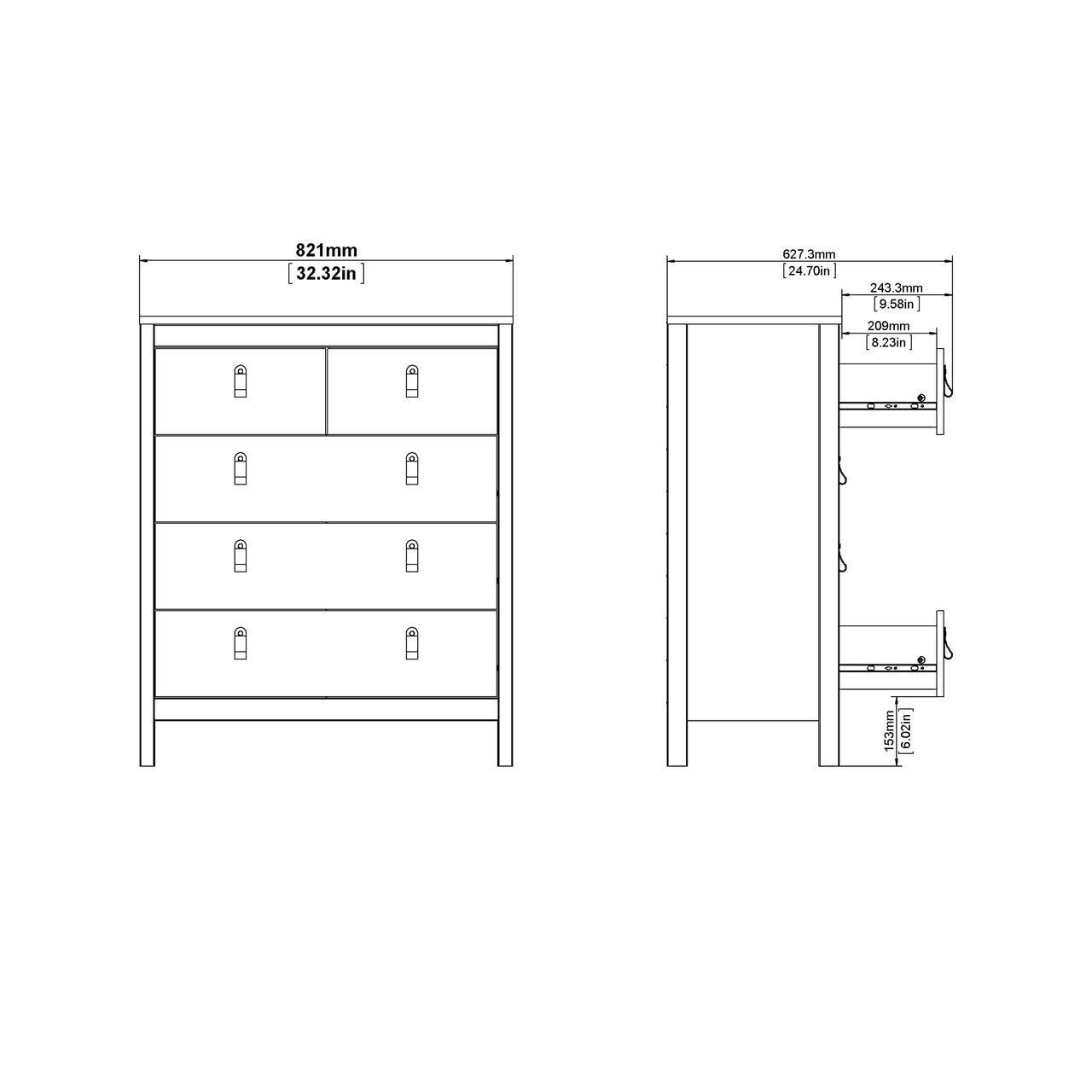 Madrid Chest 3+2 Drawers in White