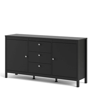 Madrid Sideboard 2 Doors + 3 Drawers in Matt Black - Msofas LTD