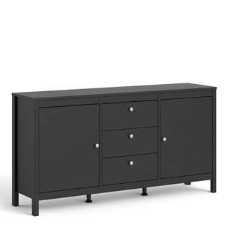 Madrid Sideboard 2 Doors + 3 Drawers in Matt Black - Msofas LTD