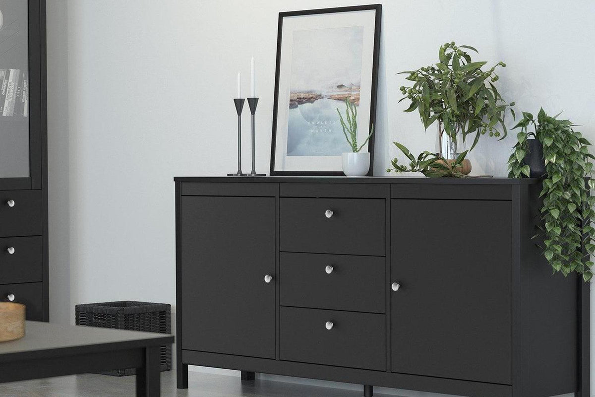 Madrid Sideboard 2 Doors + 3 Drawers In Matt Black