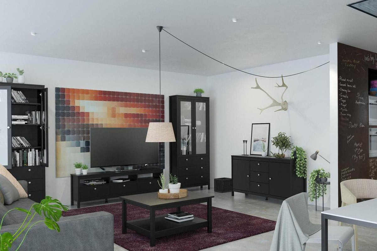 Madrid Sideboard 2 Doors + 3 Drawers In Matt Black