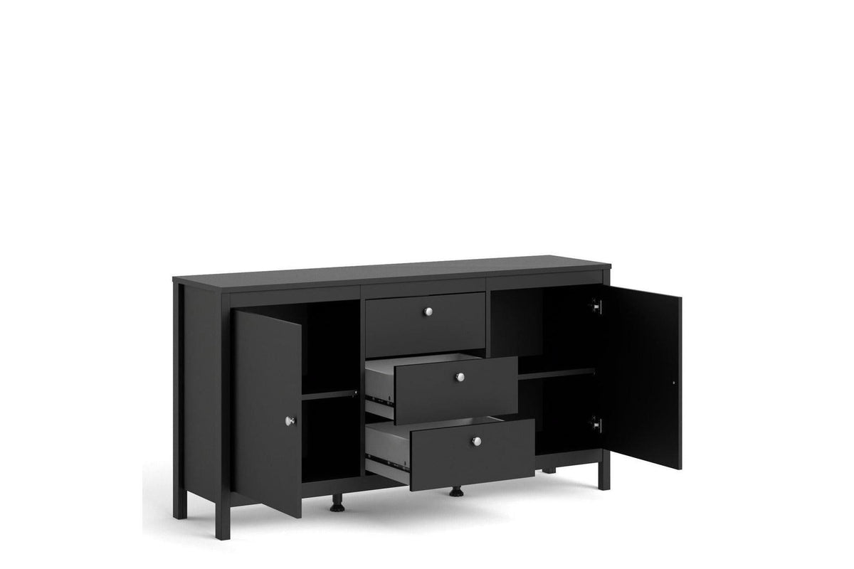 Madrid Sideboard 2 Doors + 3 Drawers In Matt Black