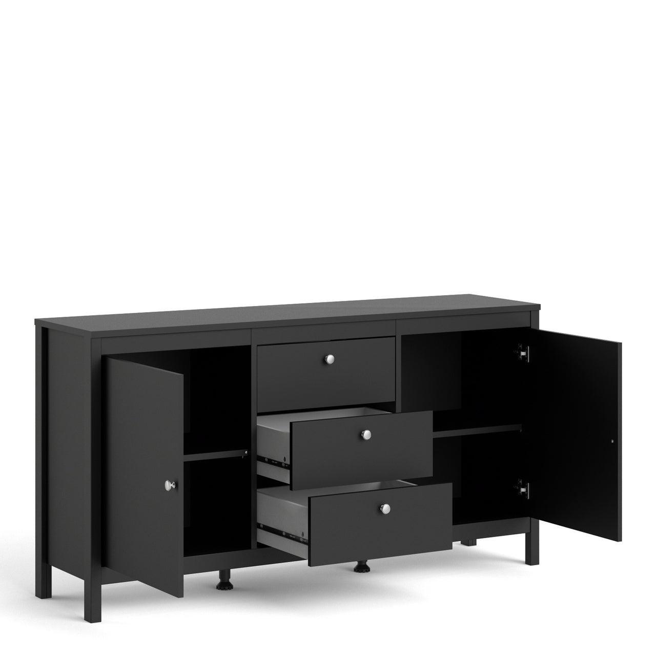 Madrid Sideboard 2 Doors + 3 Drawers in Matt Black