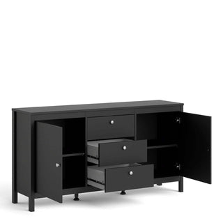 Madrid Sideboard 2 Doors + 3 Drawers in Matt Black - Msofas LTD