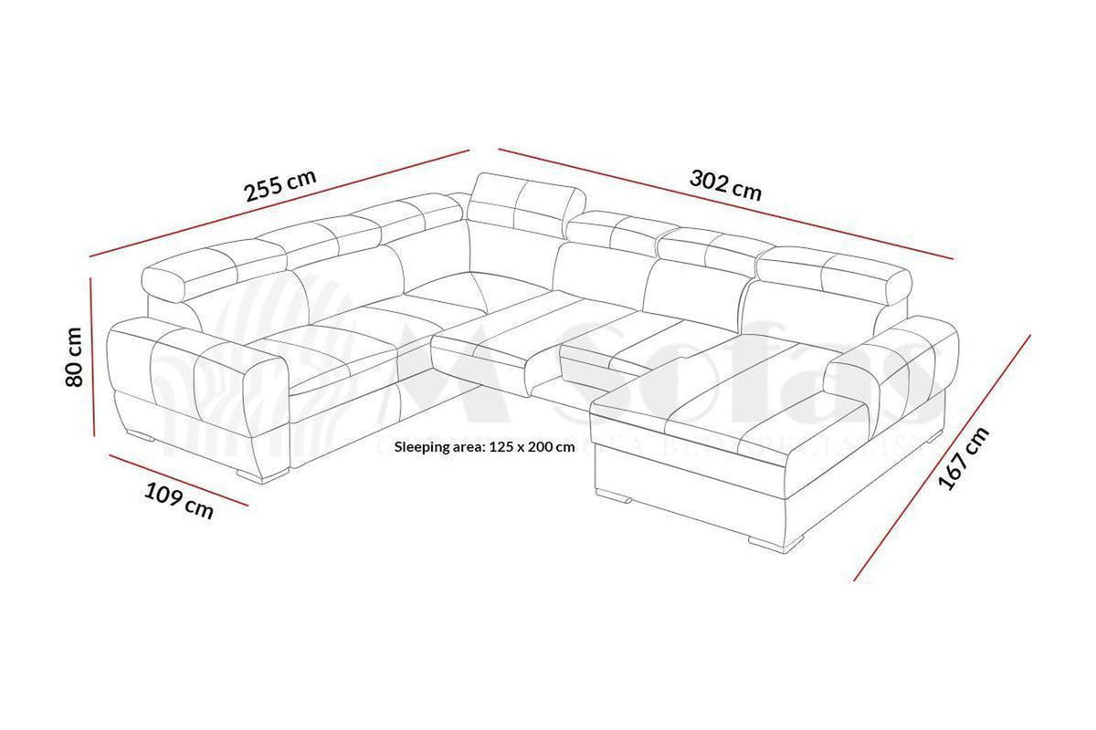 Vento Iii U Shape Corner Sofa Bed