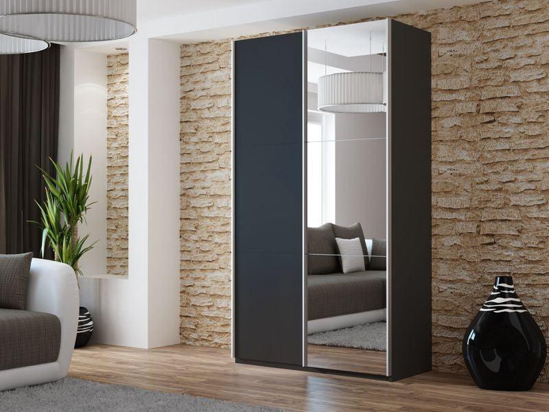 Vigo 120 Black Wardrobe with Mirror