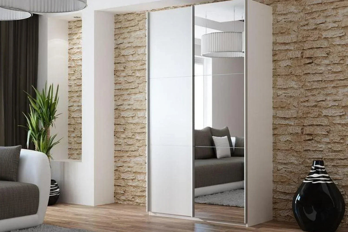 Vigo 120 White Sliding Wardrobe With Mirror