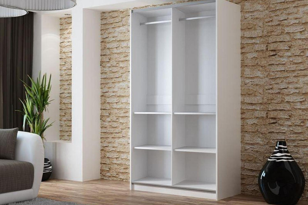 Vigo 120 White Sliding Wardrobe With Mirror