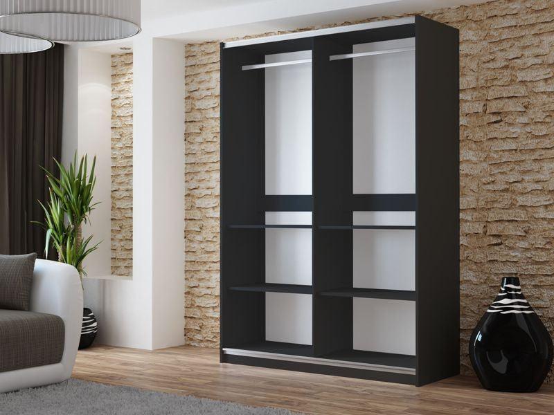 Vigo 150 Black Wardrobe with Mirror Fast Delivery