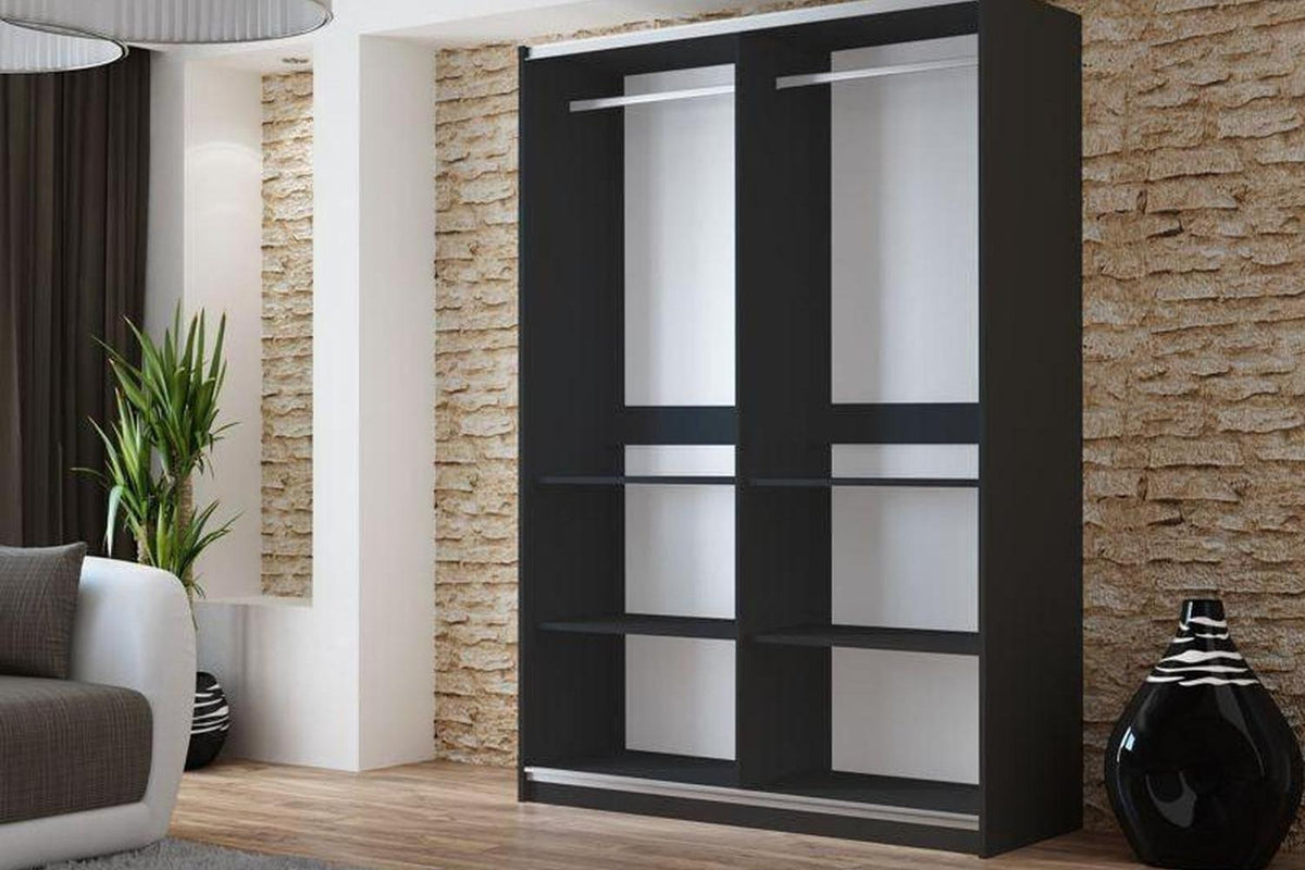 Vigo 150 Graphite Sliding Wardrobe With Mirror