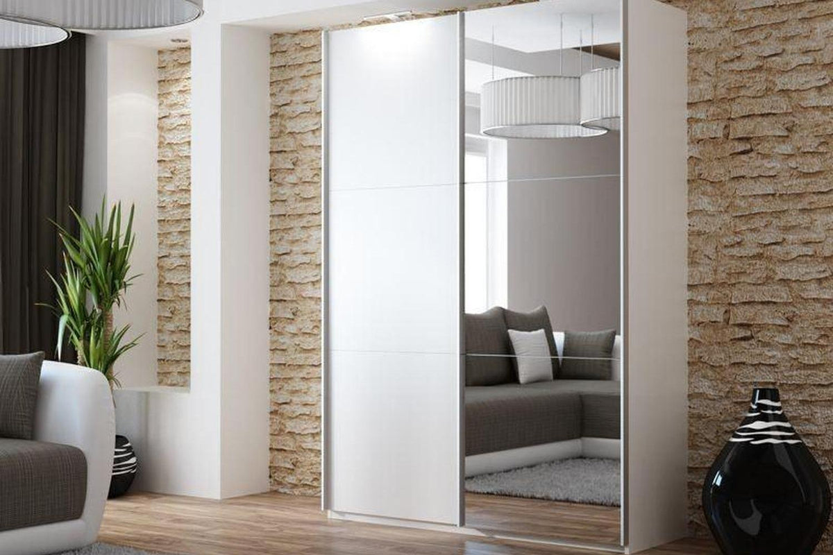 Vigo 150 White Wardrobe With Mirror