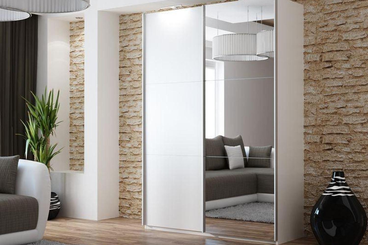 Vigo 150 White Wardrobe With Mirror