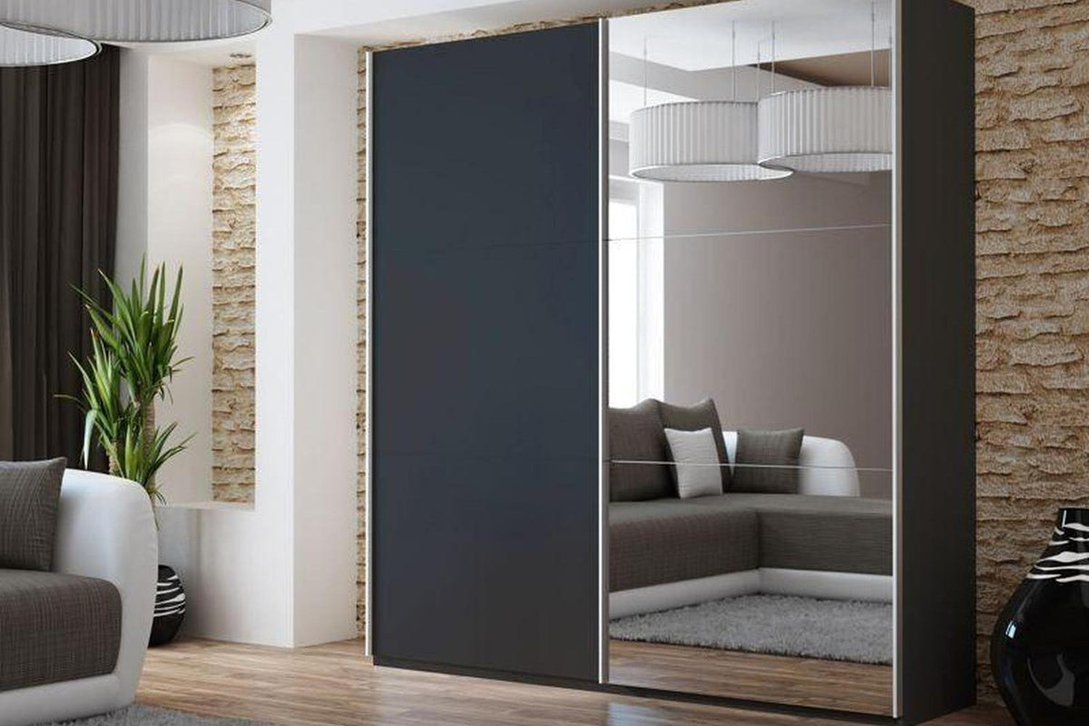 Vigo 200 Black Wardrobe With Mirror