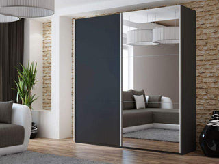 Vigo 200 Black Wardrobe with Mirror - Msofas LTD