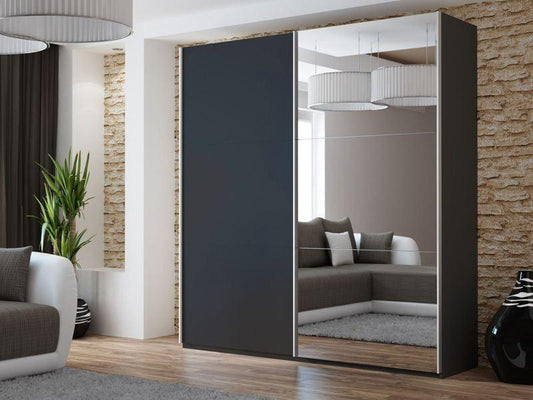 Vigo 200 Black Wardrobe with Mirror