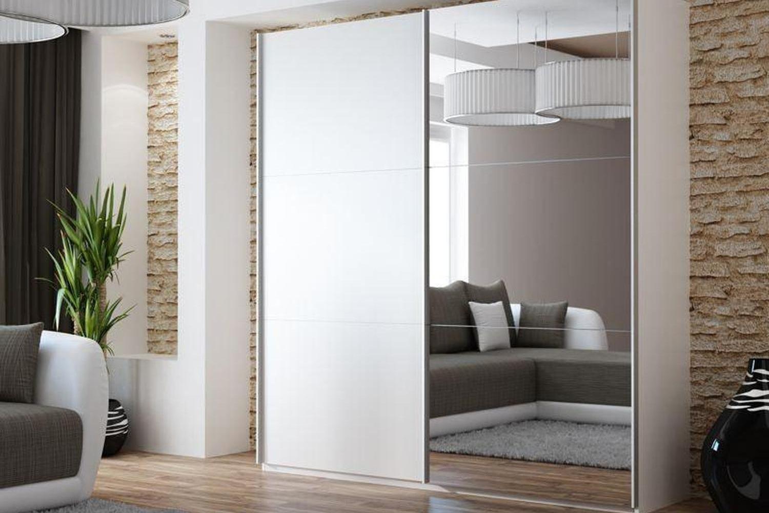 Vigo 200 White Sliding Wardrobe With Mirror