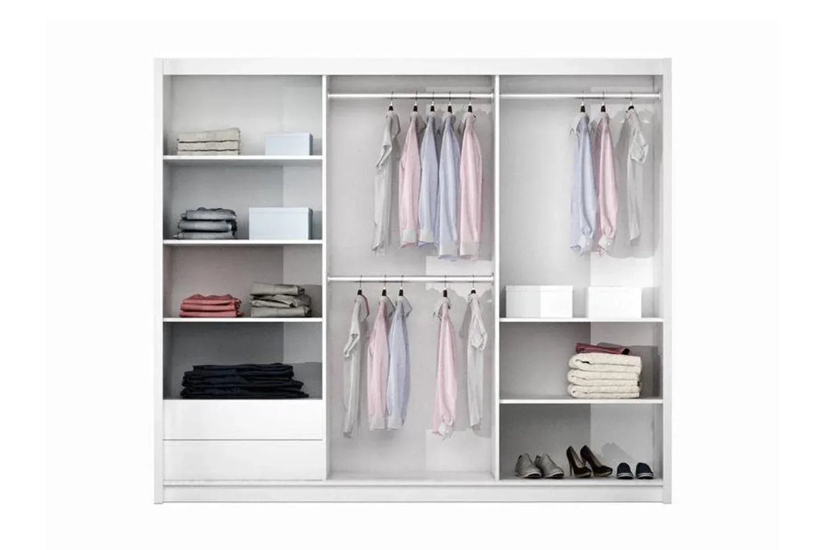 Vigo 250 White Sliding Wardrobe With Mirror