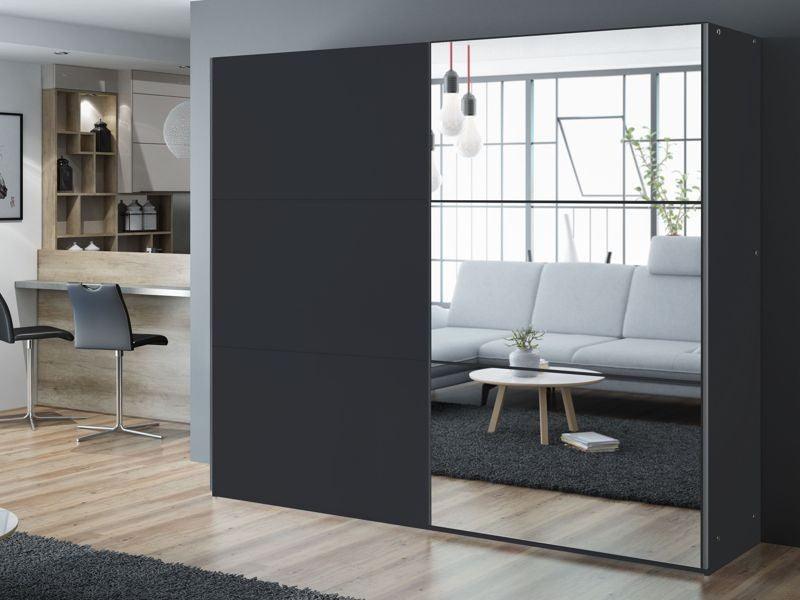 Vigo 250 Black Wardrobe with Mirror