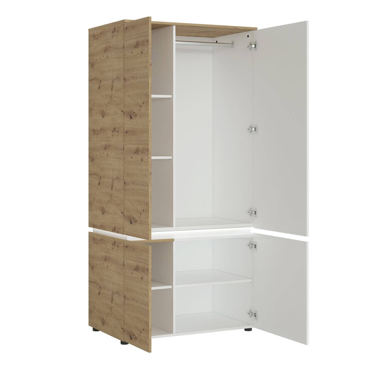 Luci 4 Door Wardrobe in White and Oak