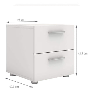 Pepe Bedside 2 Drawers in White - Msofas LTD