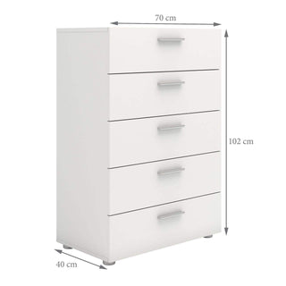 Pepe Chest of 5 Drawers in White - Msofas LTD