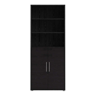 Prima Bookcase 4 Shelves with 2 Doors in Black Woodgrain - Msofas LTD