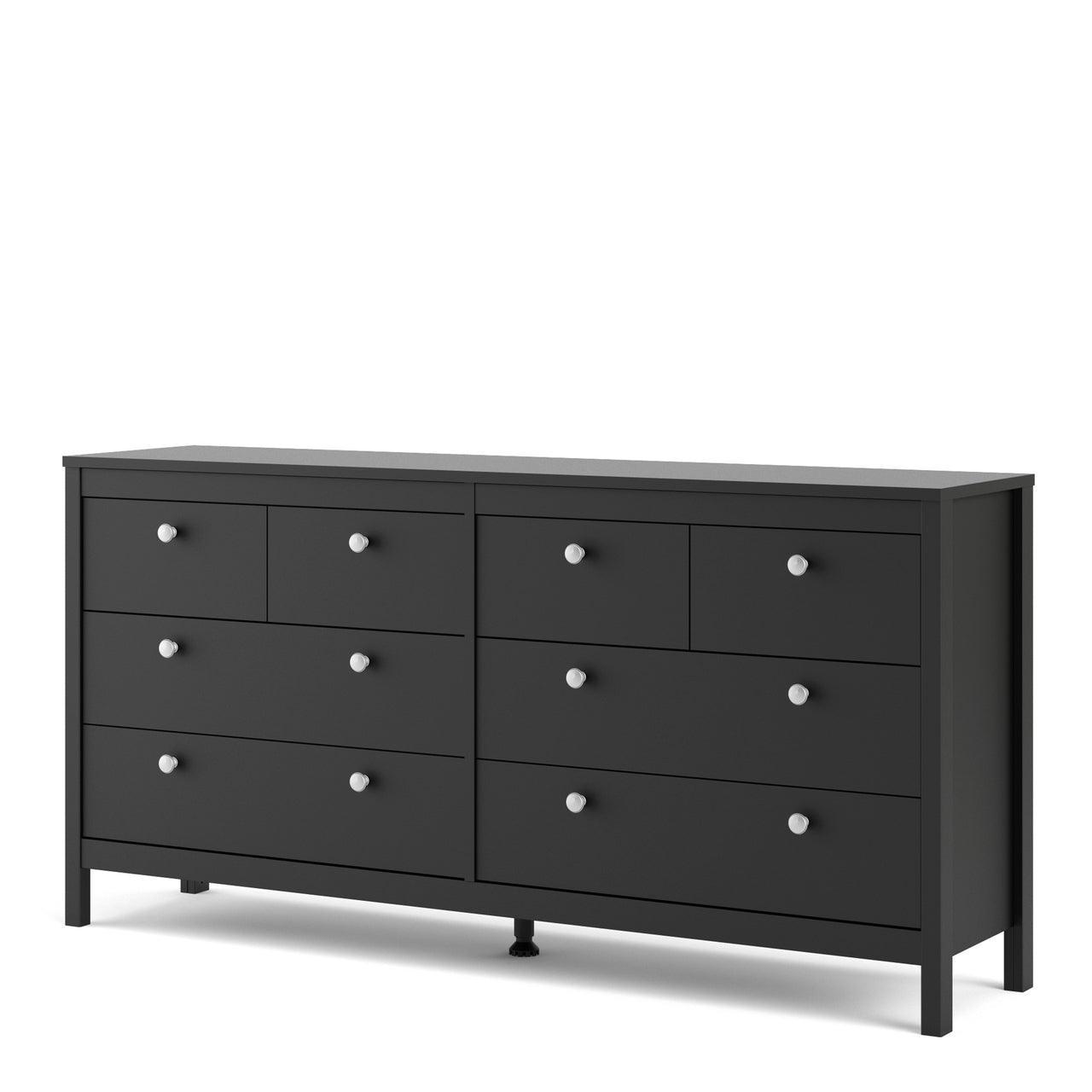 Madrid Double Dresser 4+4 Drawers in Matt Black