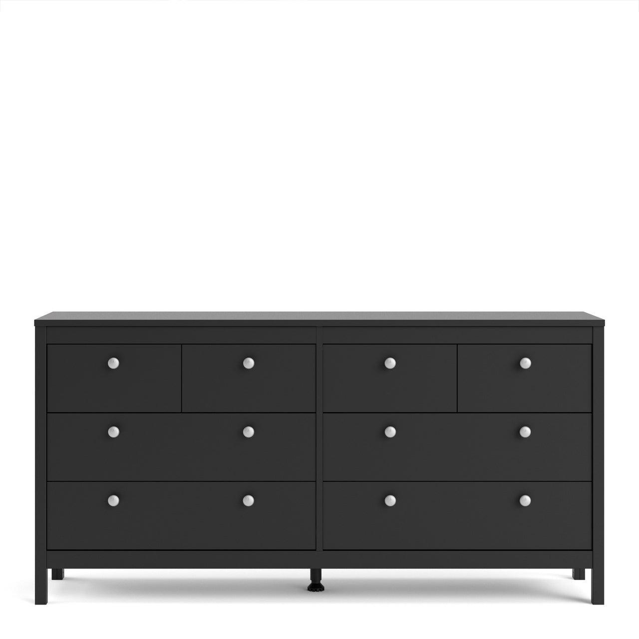 Madrid Double Dresser 4+4 Drawers in Matt Black