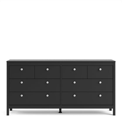 Madrid Double Dresser 4+4 Drawers in Matt Black