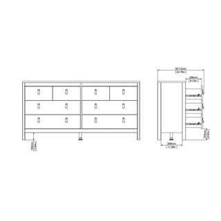 Madrid Double Dresser 4+4 Drawers in Matt Black - Msofas LTD