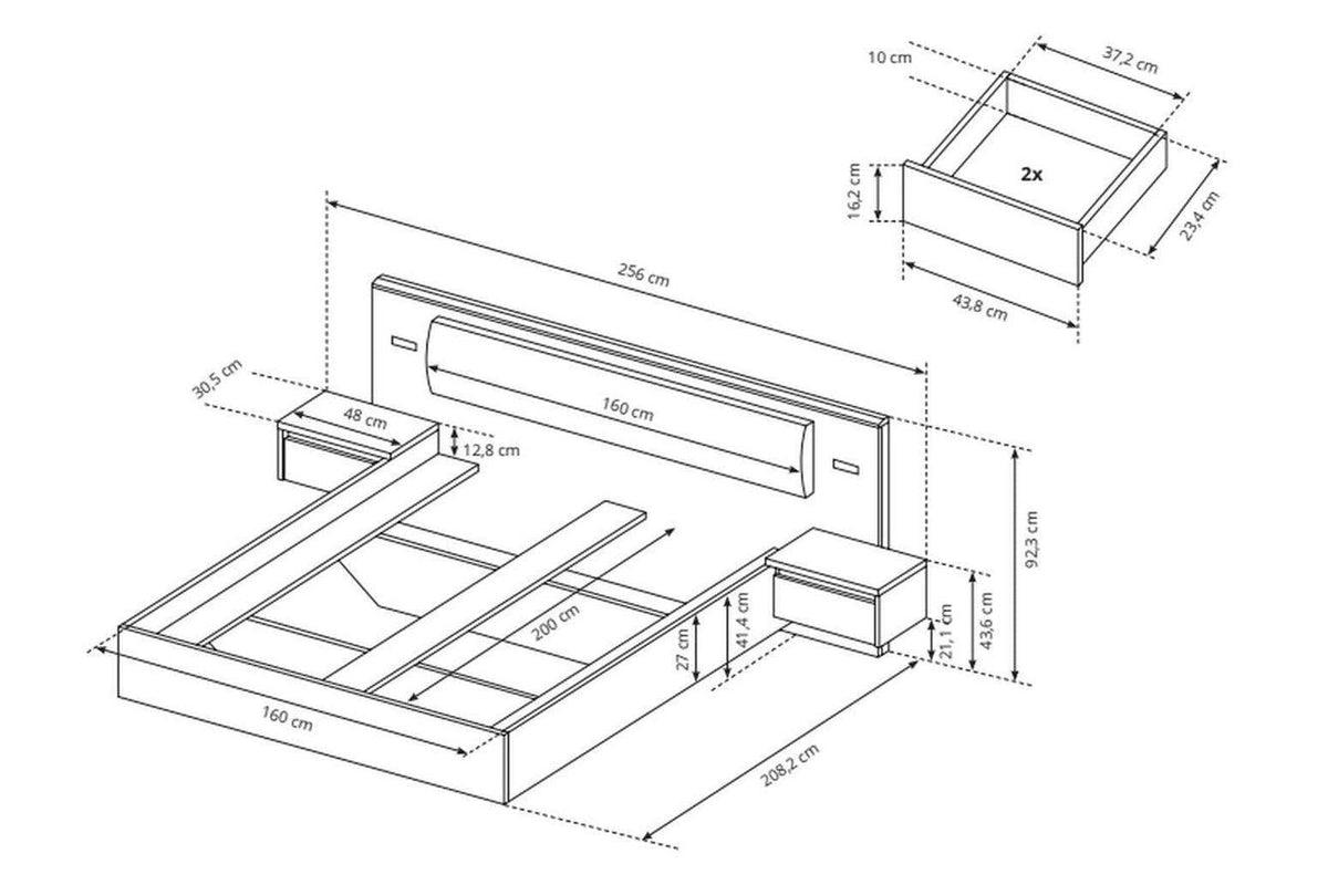 Xelo Bed With Bedside Tables