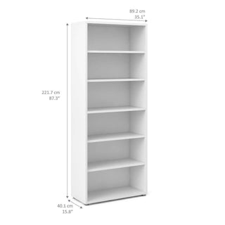 Prima Bookcase 5 Shelves in White - Msofas LTD