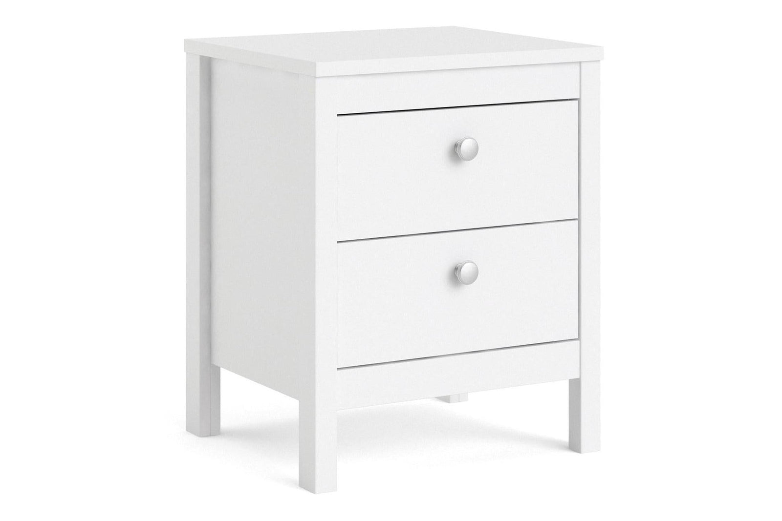 Madrid Bedside Table 2 Drawers In White