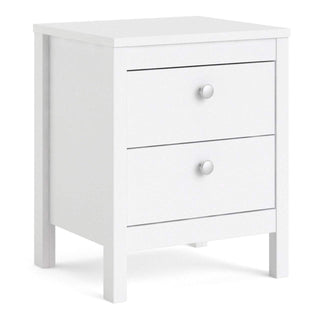 Madrid Bedside Table 2 Drawers in White - Msofas LTD