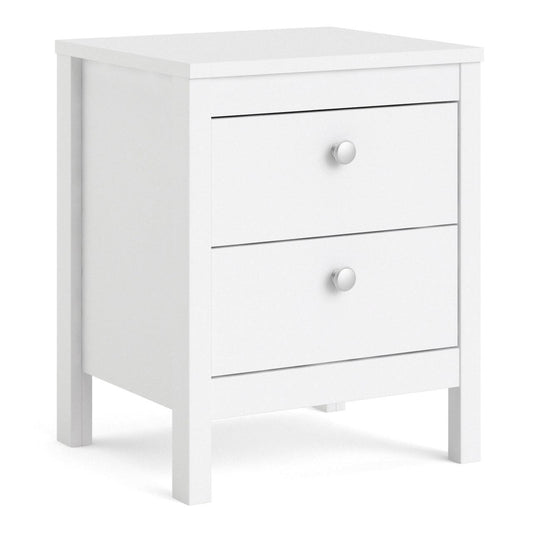 Madrid Bedside Table 2 Drawers in White