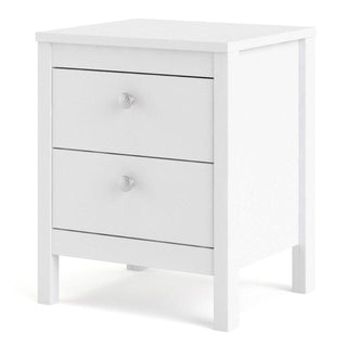 Madrid Bedside Table 2 Drawers in White - Msofas LTD